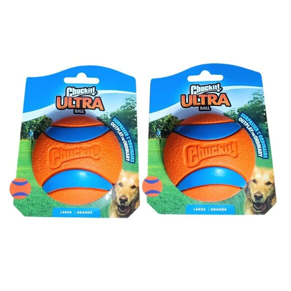 2 New Chuckit! Large Ultra Ball Dog Toy Fetch Floats Durable Rubber Chuck It 3" - Picture 8 of 8